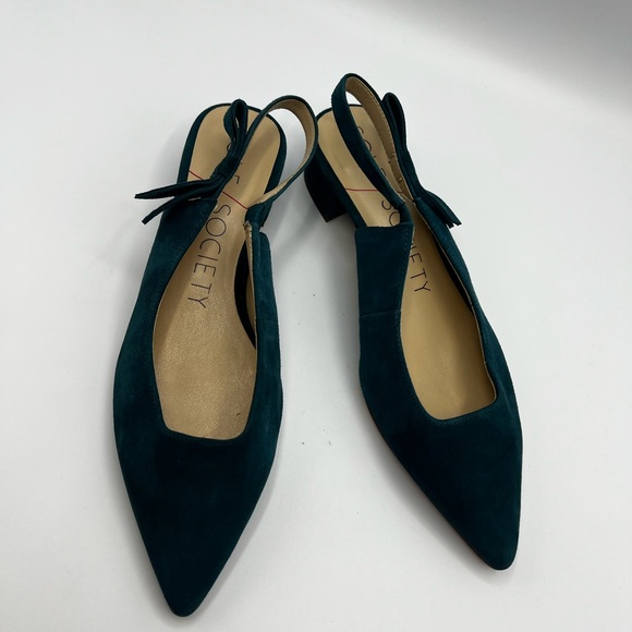 Sole Society Women’s Suede Blue Pointed Toe Sling Back Low Block Heel Shoes 6.5M - Picture 6 of 9